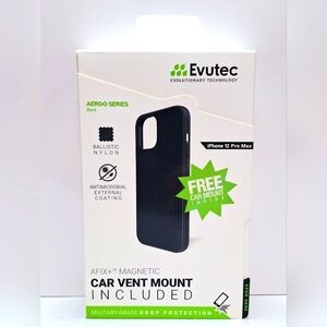 Iphone 12 Pro Max Phone Case with car vent mount - Black